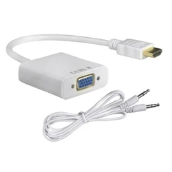 Αντάπτορας Hdmi Σε Vga Powertech Cab-H072 Αντάπτορας 3.5mm 0.20m Λευκός