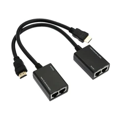 Αντάπτορας HDMI Powertech extender σε 2x UTP cat5e/6 CAB-H078, HD, εώς 30m, μαύρο