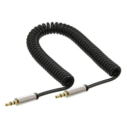 Καλώδιο Ήχου Powertech 3.5mm CAB-J058, spiral, gold plated, 1.8m, μαύρο