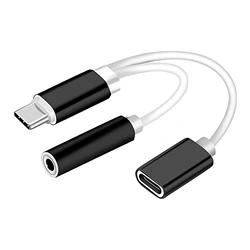 Αντάπτορας USB Powertech USB-C σε USB-C & 3.5mm θηλυκό CAB-UC030, λευκός