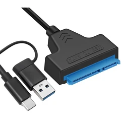 Αντάπτορας για Σκληρό Δίσκο Powertech USB-C/USB σε SATA CAB-UC076, 2.5" HDD/SSD 6Gbps, μαύρο