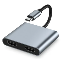 Docking Station Powertech CAB-Uc083, 4 Θυρών, USB-C, 4K, 100W, Γκρι