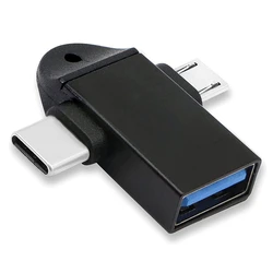 Αντάπτορας USB Powertech σε USB-C & micro USB CAB-UC090, 5Gbps, Μαύρος