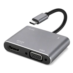 POWERTECH Docking Station USB-C 4 θυρών HDMI 4K PD 100W Γκρι (CAB-UC101)
