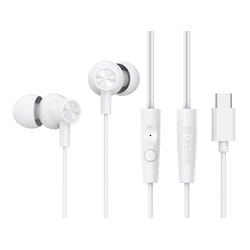Handsfree Ακουστικά Celebrat G38, USB-C σύνδεση, 10mm, 1.2m, Λευκά