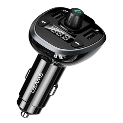 FM transmitter Usams με οθόνη US-CC115, 2x USB, SD card, 3.4A, μαύρο