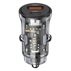 Φορτιστής Αυτοκινήτου Usams US-CC164, USB & USB-C, 30W, μαύρος