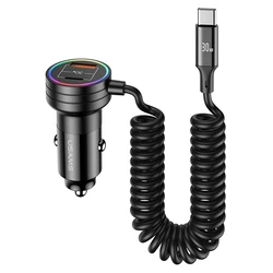 Φορτιστής Αυτοκινήτου Usams US-CC167 με Καλώδιο, USB/USB-C, 60W, μαύρος