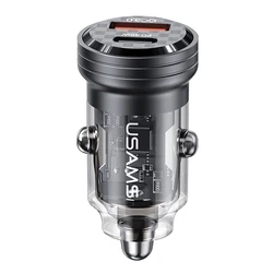 Φορτιστής Αυτοκινήτου Usams US-CC175, USB & USB-C, 45W, QC & PD, μαύρος