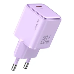 Φορτιστής Πρίζας Usams US-CC183, USB-C θύρα εξόδου, 20W PD, μωβ