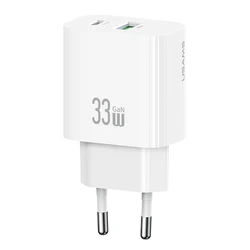 USAMS Wall Charger CC317 USB and USB C 33W GaN White