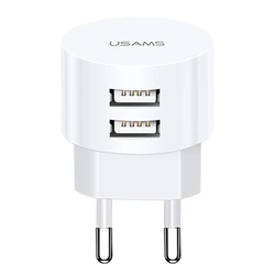 Φορτιστής Πρίζας Usams T20, 2x USB, 2.1A, λευκός