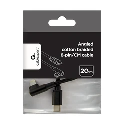 Καλώδιο USB Cablexpert Angled BRAIDED 8-PIN CM-8PIN CHARGING & DATA 0.2M Black