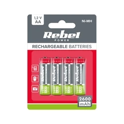 Επαναφορτιζόμενες μπαταρίες AA 2600mAh Ni-MH 1.2V (4 τμχ) Rebel