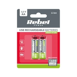 Επαναφορτιζόμενες μπαταρίες AA με USB-C 1600mAh 1.5V Li-ion Rebel (2 τμχ)