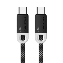 Καλώδιο USB-C Cabletime CT-CM60-PBW, 60W PD, 480Mbps, 1m, Μαύρο