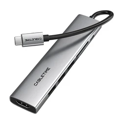 Docking Station Cabletime CT-Hbp2-Ag7, 7 Θυρών, USB-C, 4K, 100W, Γκρι