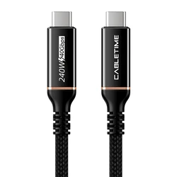 Καλώδιο USB-C Cabletime Σε USB-C Ct-Usb4, 240W, 40Gbps, 8K/60Hz, Usb4, 1M, Μαύρο
