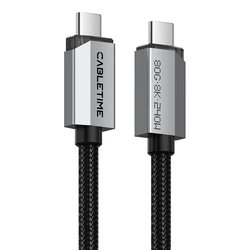 Cabletime καλώδιο USB-C CT-USB4V2, USB4, 240W, 80Gbps, 8K/60Hz, 1m, μαύρο