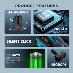 Gaming Ποντίκι Alcatroz Silent 2.4G Wireless Rgb 4800 Cpi X-Craft Air Ultra 7000
