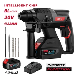 DELI Cordless Rotary Hammer Brushless 20V 2x4Ah 2J