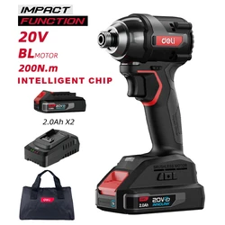 Παλμικό Κατσαβίδι Deli Μπαταρίας De-Qz20-1D2, Brushless, 20V, 2X 2Ah, 200N.M