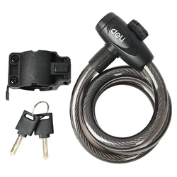 Κλειδαριά Ποδηλάτου Deli με Κλειδί Dl508062, Φ12Mm, 1M, Μαύρη