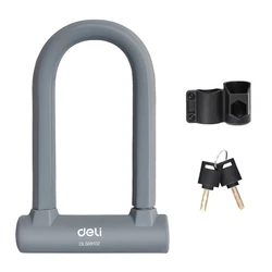 Κλειδαριά Ποδηλάτου Deli Πέταλο με Κλειδί Dl508102, 126X196Mm, Γκρι