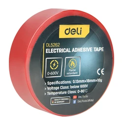 Μονωτική Ταινία Deli Υψηλής Αντοχής Dl5262, 18Mm X 9.15M, Κόκκινη