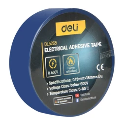 Μονωτική Ταινία Deli Υψηλής Αντοχής Dl5265, 18Mm X 9.15M, Μπλε