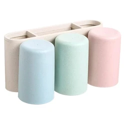 Βάση Οδοντόβουρτσας Ecoco με 3 Ποτήρια E1615, Μπεζ