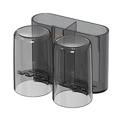 Βάση Οδοντόβουρτσας Ecoco E2229 με 2 Ποτήρια, Μαύρη-Διάφανη