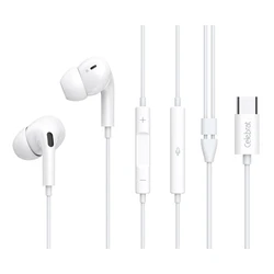 Handsfree Ακουστικά Celebrat με Μικρόφωνο E300, USB-C Σύνδεση, Φ10mm, 1.2M, Λευκά