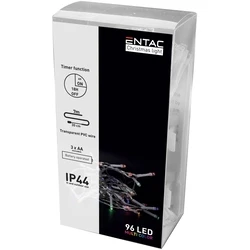 Χριστουγεννιάτικα Λαμπάκια Entac IP44 96 LED με Χρονοδιακόπτη Πολύχρωμα 7m (3xAA Δεν περιλαμβ.)
