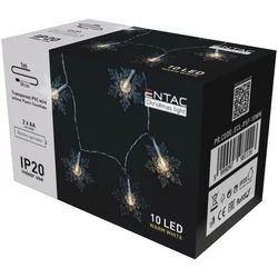Χριστουγεννιάτικα Λαμπάκια Entac Εσωτερικές Πλαστικές Νιφάδες 10 LED Θερμό 1m (2xAA Δεν περιλαμβ.)