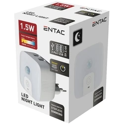 Φωτάκι Νυκτός Entac 3000K με 2 USB Θύρες και Φωτοκύτταρο