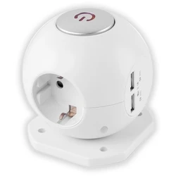 Πολύπριζο Entac 3 Θέσεων με Διακόπτη Μπάλα, 2x2.1A USB Θυρών 1.5m 3G1