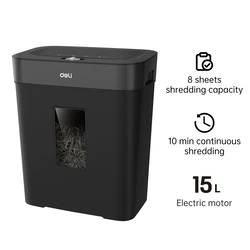 DELI P4 Small Paper Shredder 15L Black