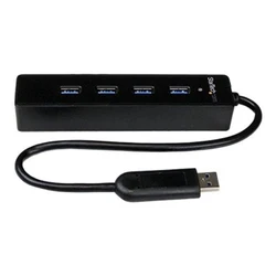 USB Hub StarTech 4 Port USB 3.0 SuperSpeed Hub - Black - Portable external with built-in cable hub - 4 ports
