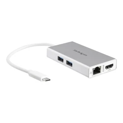 Docking Station StarTech USB-C - Power Supply - 4K HDMI - GbE - USB 3.0 - Silver & White