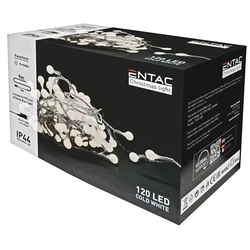 Χριστουγεννιάτικα Λαμπάκια Entac IP44 120 LED 15mm Μπάλες Ψυχρό 9m