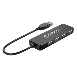 USB Hub Orico Fl01, 4X Θυρών, USB 2.0, 480Mbps, Μαύρο