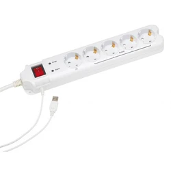 Πολύπριζο Με Διακόπτη Gembird 5 Θέσεων, Καλώδιο 1.8m Master-Slave Λευκό