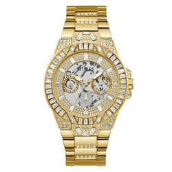 Ανδρικό Ρολόι Guess Gw0516G2 (44mm) Μεταλλικό Μπρασελέ Χρυσό