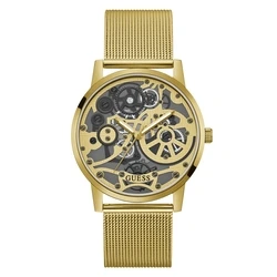 Ανδρικό Ρολόι Guess Gw0538G2 (42mm) Μεταλλικό Μπρασελέ Χρυσό