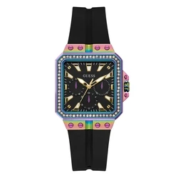 GUESS Γυναικείο Ρολόι GW0618L3 (34mm) - Μαύρο Καντράν, Μαύρο Λουράκι Σιλικόνης