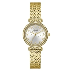 Γυναικείο ρολόι GUESS GW0763L2 (32 mm) - Χρυσό ατσάλινο μπρασελέ, Ασημί καντράν