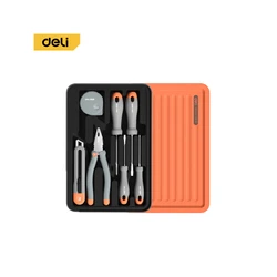 DELI H1001-E 34-Piece Stackable Household Tool Set (Grey/Orange)
