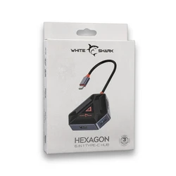 USB HUB White Shark 6in1 Type-C Black/Silver