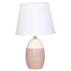 Επιτραπέζιο Φωτιστικό Powertech HLL-0141, E27, Κεραμική Βάση, Καφέ/Λευκό